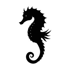 Silhouette of a seahorse. Seahorse on white background