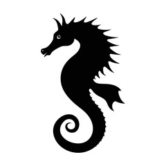 Silhouette of a seahorse. Seahorse on white background
