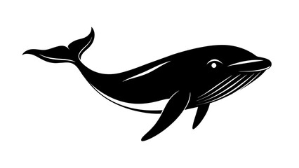 Whale silhouette. Whale on white background