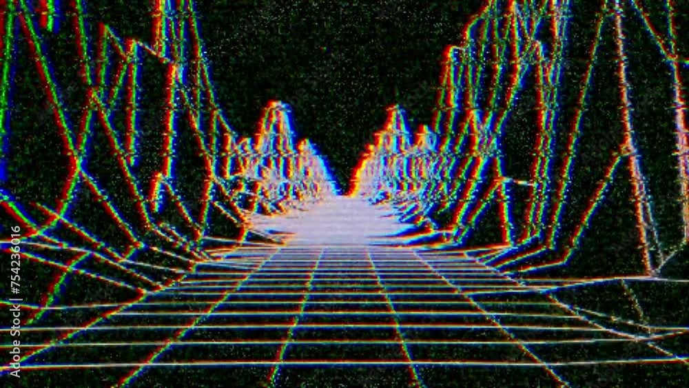 Poster abstract analog grunge vhs styled 80s retro background gaming and vj loop animation. retrowave horiz