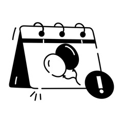 Premium outline icon depicting birthday reminder 