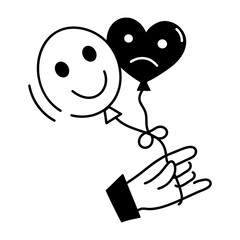 Obraz premium Easy to edit linear icon of emoji balloons 