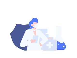 Medical characters fighting the epidemic flat vector concept operation hand drawn illustration
