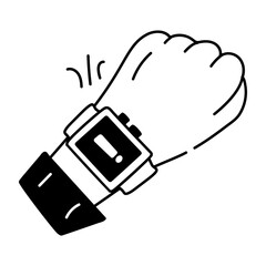 Handy outline icon depicting smartwatch notification 