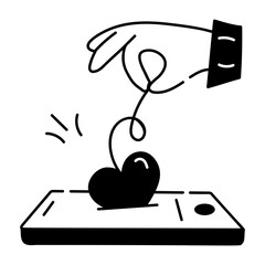 Trendy linear icon depicting mobile feedback 