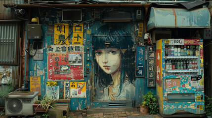 graffiti on asian street wall