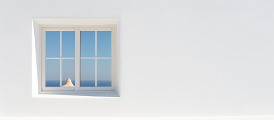 A room with white walls and a window. In the room, there is a bed with white sheets. The window is large, allowing natural light to brighten the space.