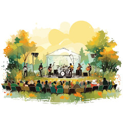 A concert in a park with live music vector clipart isolated