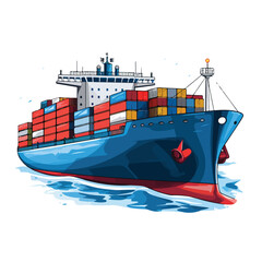 A container ship transporting goods vector clipart isolated