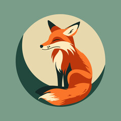 Obraz premium Flat Vector Fox Design Logo