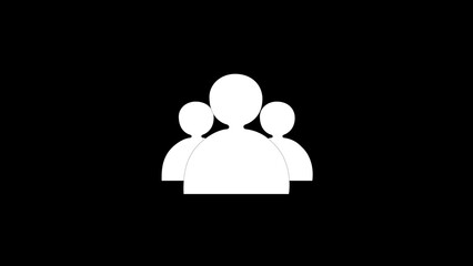 White color people icon. User icon and people icon, team icon, group icon on the black background.