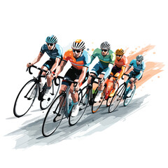 A cycling race with fast cyclists vector clipart isolated