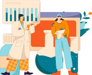 Medical characters fighting the epidemic flat vector concept operation hand drawn illustration
