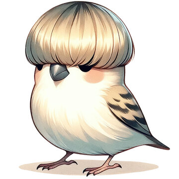 gloster canary,crested canary cute cartoon bird transparent background