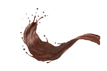 Realistic Chocolate splash isolated on PNG, 3D rendering