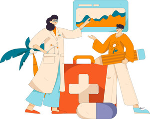 Medical characters fighting the epidemic flat vector concept operation hand drawn illustration
