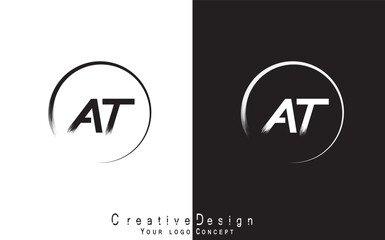AT letter logo design template vector