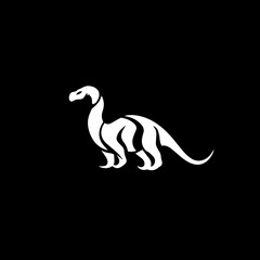 mininalist logo of prehistoric animal simple black and white vector