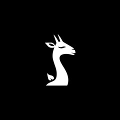 minimalist logo of a deer simple black and white vector, on a black background
