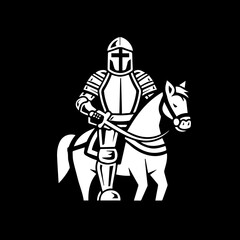 the logo of a knight on a horse in the style of monon white background