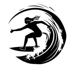 surfer icon cutesimplevectorblack and white on white background