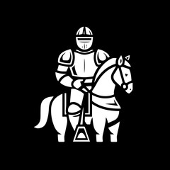 the logo of a knight on a horse in the style of monon white background