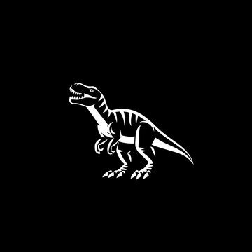 mininalist logo of prehistoric dinosaur, trex, simple black and white vector