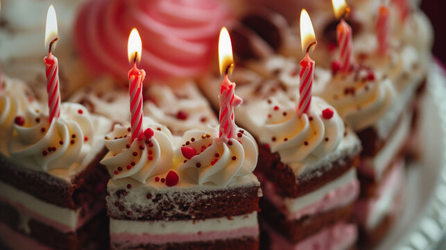 Close Up of Birthday Cake With Candles