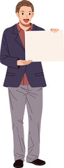 Man showing empty blank paper for adding text or presentation illustration