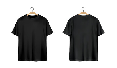 Black T-Shirt Front And Back with hanger