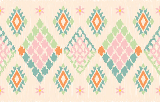 Geometrics Ikat ethnic design.Ikat seamless pattern in tribal, folk embroidery abstract wave art. ornament print. Ikat Design for wallpaper,carpet, clothing, fashion, fabric.