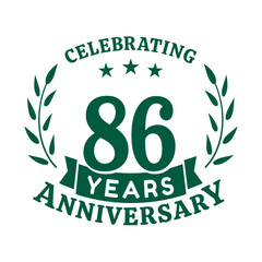 86th anniversary celebration design template. 86 years vector and illustration.