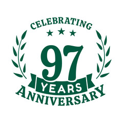 97th anniversary celebration design template. 97 years vector and illustration.