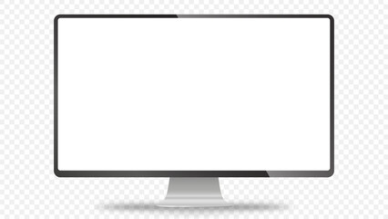 Trendy realistic thin frame monitor mock up with blank white screen isolated. PNG. Vector illustration	 - obrazy, fototapety, plakaty