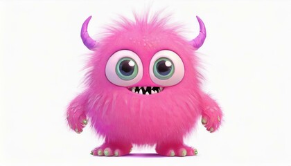 Fototapeta premium a fluffy pink cute monster