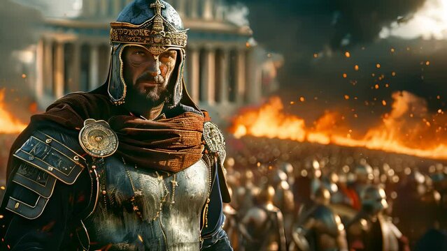 4K HD video clips King Darius leads the Persian army to attack Athens and the Greeks.