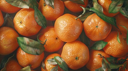 A cluster of vibrant mandarin oranges, their peel radiating a rich, glossy hue, nestled together, embodying freshness and sweetness
