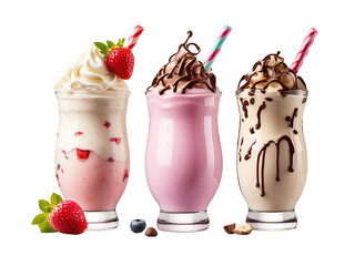 Indulgent milkshakes desserts sweet chocolate berry fruits creamy refreshment