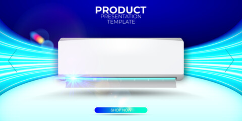 Air conditioner advertising banner. Climate temperature control system.