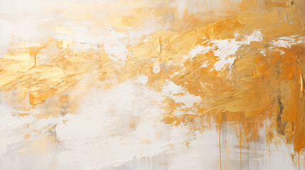 Closeup of abstract rough gold whitet painting text