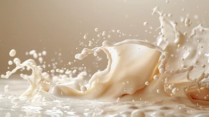 Fotobehang milk splash on white. generarive ai © Lathd