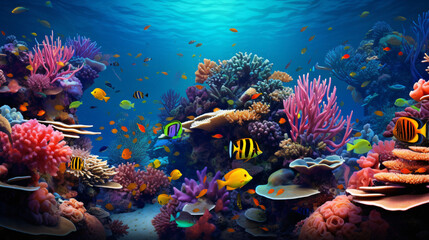 Naklejka na ściany i meble Coral Reef Underwater Wonderland of Color and Life ..