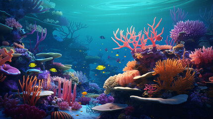 Naklejka na ściany i meble Coral Reef Underwater Wonderland of Color and Life ..