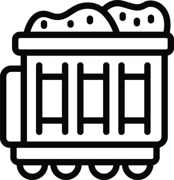 recommend clip art: Locomotive diesel engine icon outline vector. Boxcar raw supplies wagon. Commercial goods distribution