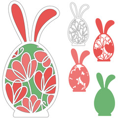 Easter egg with flowers svg, Layered papercut decoration, DIY gift tag, file for cut