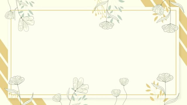  flowers and butterflies animated flower frame golden yellow background