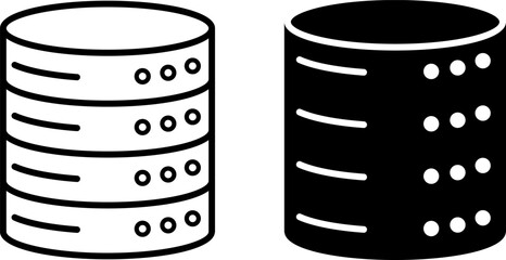 Database Icons. Black and White Vector Icons. Information that is Stored in the Computer System. Concept of Technology and Data Analytics