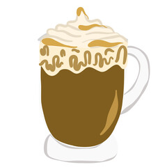 cup of coffee caramel macchiato with whip cream