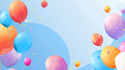 3D rendering of holiday scene with balloons, holiday celebration concept illustration