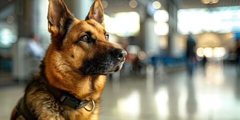 Enhancing Airport Security with K- Unit Police Dogs and Handlers: A Surveillance Approach. Concept Airport Security, K-9 Unit, Police Dogs, Handlers, Surveillance Approach - obrazy, fototapety, plakaty